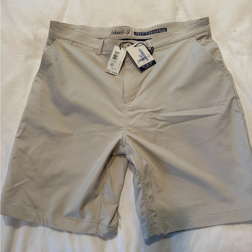 johnnie-O Men's Light Tan Flat Front Shorts